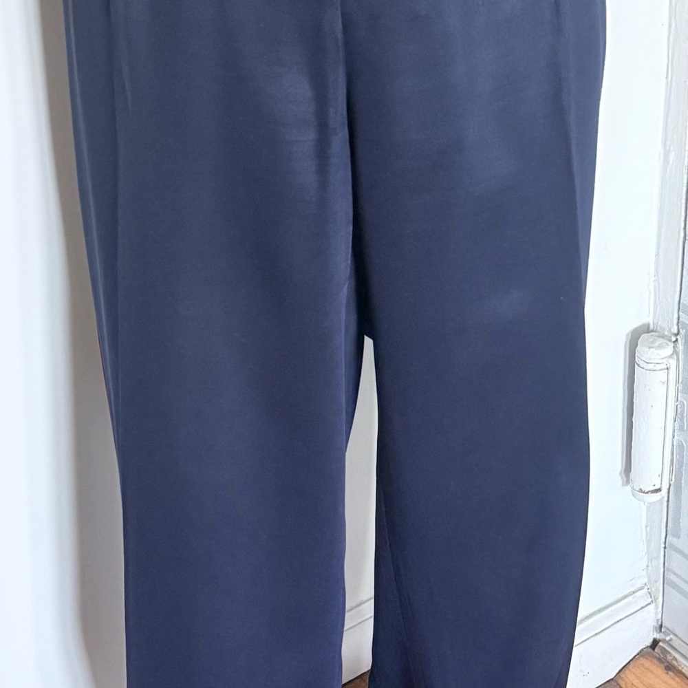 Banana Republic Wide-Leg Pants in Navy with Wide Side Stripe